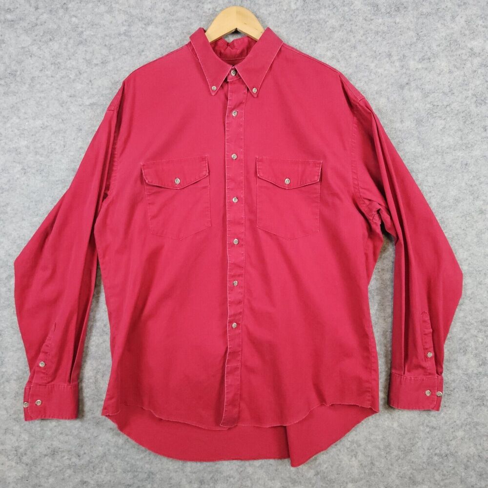 Wrangler Men's Shirt X-Long‎ Tails Size 17.5-36 (XL) Red 100% Cotton Button Down